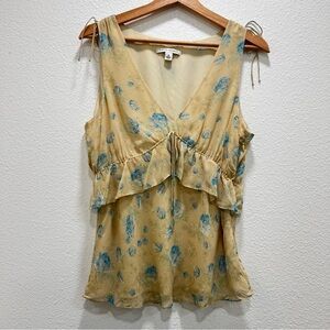 Vintage Banana Republic Silk Floral Babydoll Top Sz 14 Y2K Coquette Fairy